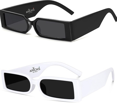ARICKS Rectangular, Retro Square Sunglasses(For Men & Women, Black)