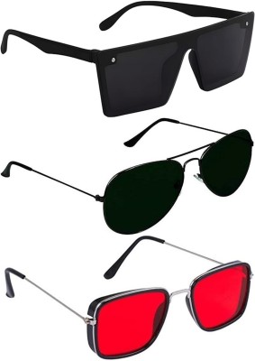 just style Rectangular, Aviator, Sports Sunglasses(For Boys & Girls, Black, Red)