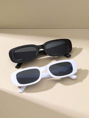 Brand Addiction Rectangular, Retro Square Sunglasses(For Men & Women, Black)