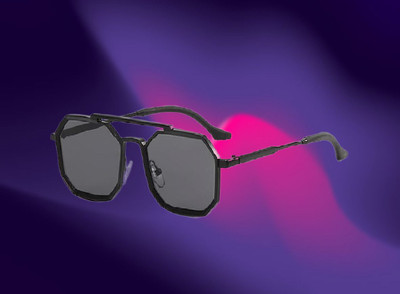 SpadeAces Retro Square Sunglasses(For Men & Women, Black)