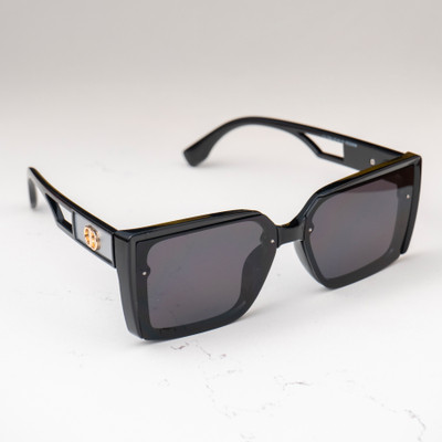 Kalveera Rectangular, Over-sized, Retro Square Sunglasses(For Men & Women, Black)