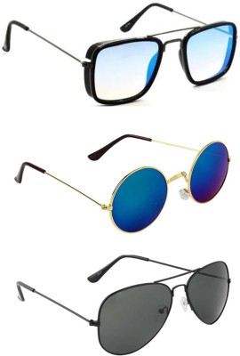 just style Wayfarer, Aviator, Round Sunglasses(For Boys & Girls, Blue, Black)