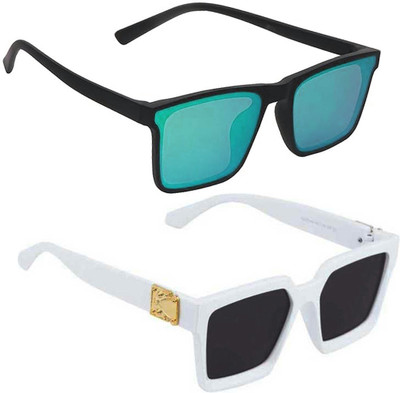ELLIGATOR Retro Square Sunglasses(For Men & Women, Green, Black)