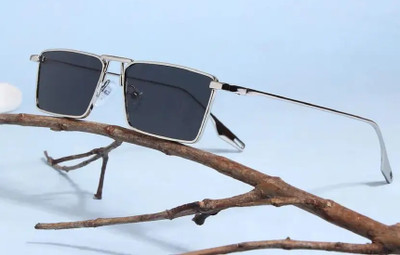 zivanto Rectangular, Retro Square Sunglasses(For Men & Women, Black)