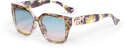 Hashtag eyewear Rectangular Sunglasses(For Women, Blue)