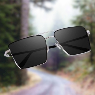 Shade House Retro Square Sunglasses(For Men, Black)