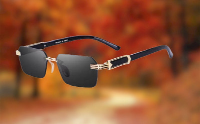 indob Rectangular Sunglasses(For Men & Women, Black)