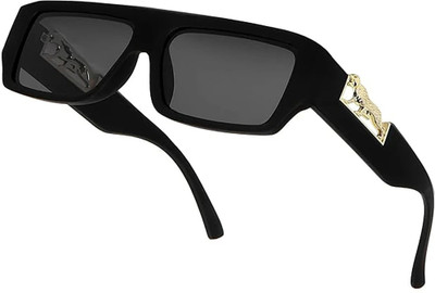 DKERAOD Rectangular, Retro Square Sunglasses(For Men & Women, Black)