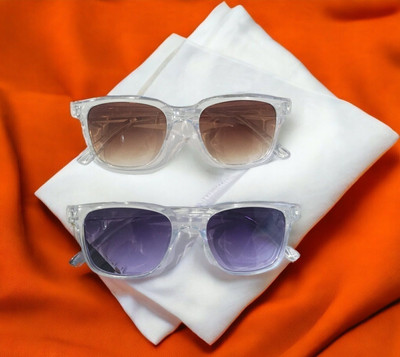 Urban Lens Rectangular Sunglasses(For Boys & Girls, Black, Violet)