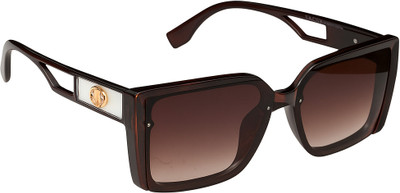 LeeMagni Retro Square, Rectangular, Over-sized Sunglasses(For Men & Women, Brown)