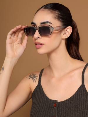 VOYAGE Rectangular Sunglasses(For Men & Women, Black, Clear)