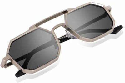 HIPE Retro Square, Round Sunglasses(For Men & Women, Black)