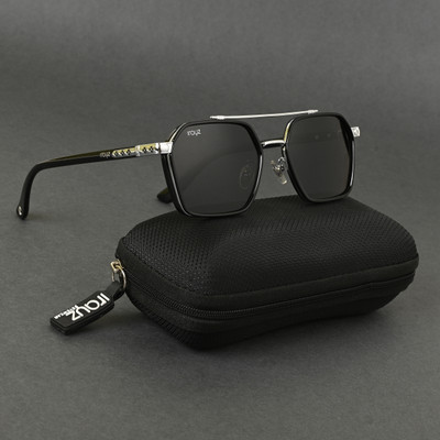 Irayz Retro Square Sunglasses(For Men & Women, Black)