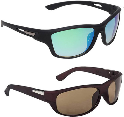 ELLIGATOR Wrap-around Sunglasses(For Men & Women, Green, Brown)