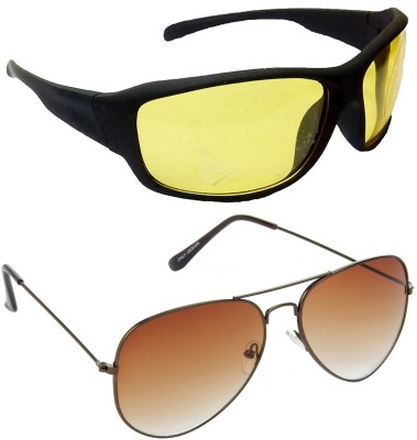 Hrinkar Sports Sunglasses(For Men & Women, Yellow, Brown)