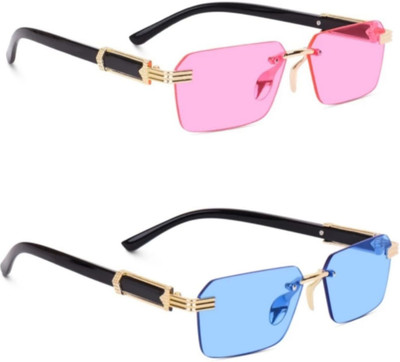 HAIRUM Rectangular, Round Sunglasses(For Men & Women, Multicolor)