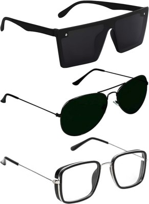 shah collections Aviator, Rectangular, Sports Sunglasses(For Men & Women, Clear, Black)