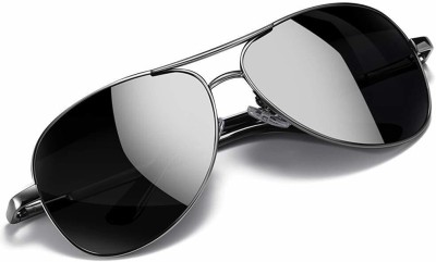 hayden haiza Aviator Sunglasses(For Men & Women, Black)