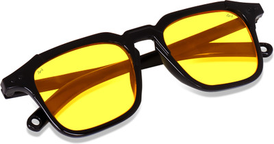 Eymen I Retro Square, Rectangular Sunglasses(For Men & Women, Yellow)