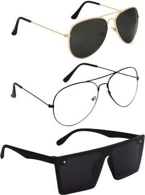 shah collections Sports, Aviator Sunglasses(For Men & Women, Black, Clear)