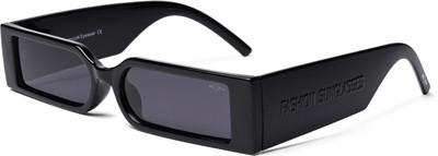 moonx Rectangular, Retro Square Sunglasses(For Men & Women, Black)