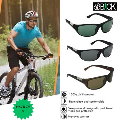 68Back Wrap-around Sunglasses(For Men & Women, Black, Green, Brown)