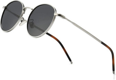 ALFATOORE Round Sunglasses(For Men & Women, Black)