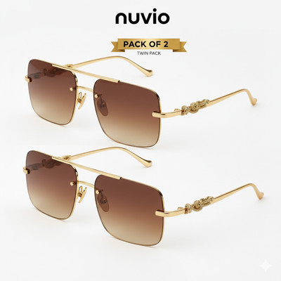NUVIO Shield, Oval Sunglasses(For Men & Women, Brown)