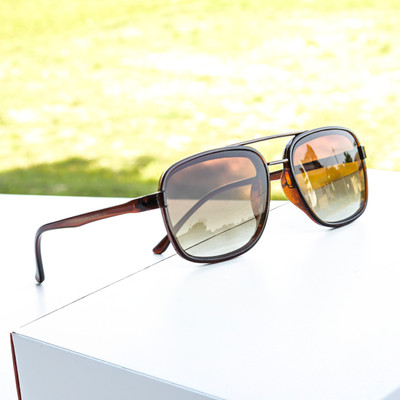 jiebo Retro Square Sunglasses(For Men, Brown)