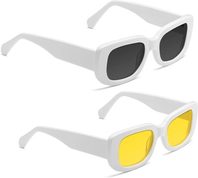 Elligator Cat-eye, Retro Square, Oval, Round Sunglasses(For Men & Women, Black, Yellow)