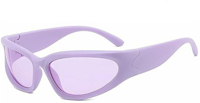 GRACY RIMS Wrap-around, Over-sized Sunglasses(For Men & Women, Violet)