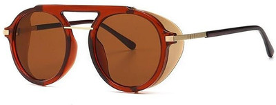 Augen Round Sunglasses(For Men & Women, Brown)