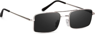 The Wisdom Rectangular Sunglasses(For Men & Women, Black)