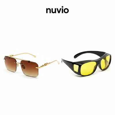 NUVIO Rectangular, Wrap-around Sunglasses(For Boys & Girls, Brown, Yellow, Black)