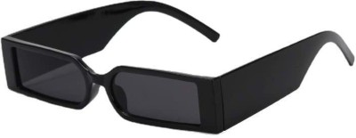 Rozti Rectangular Sunglasses(For Men & Women, Black)