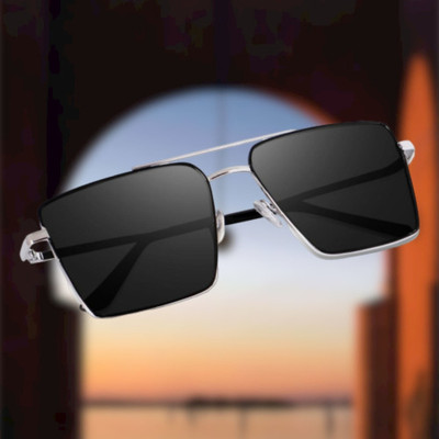 Rozti Retro Square Sunglasses(For Men, Black)