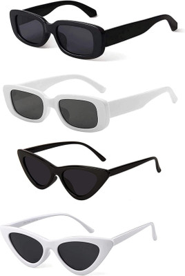 Dannilo Rectangular, Cat-eye Sunglasses(For Women, Black)