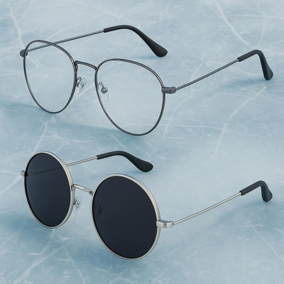 HONUFU EYEWEAR Rectangular, Wayfarer Sunglasses(For Men & Women, Clear, Black)
