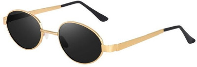 peter india Oval Sunglasses(For Men & Women, Black)