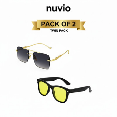 NUVIO Wayfarer, Retro Square, Shield Sunglasses(For Boys & Girls, Yellow, Grey, Black)