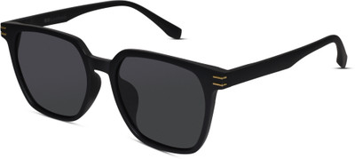 Lenskandy Retro Square Sunglasses(For Men, Black)