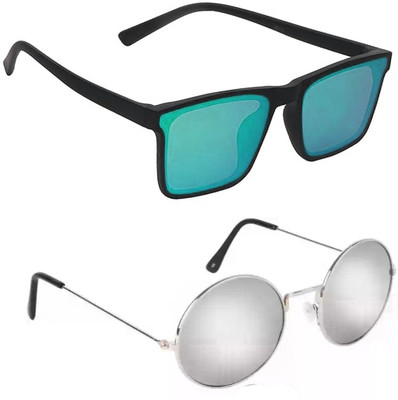 ELLIGATOR Retro Square Sunglasses(For Men & Women, Green, Silver)