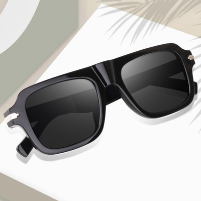 PETER JONES Retro Square Sunglasses(For Men & Women, Black)