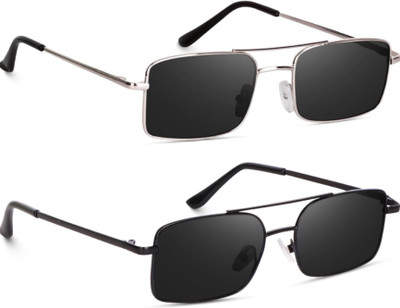 I Flash Rectangular Sunglasses(For Men & Women, Black)