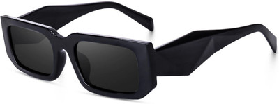 Supreno Retro Square Sunglasses(For Men & Women, Black)