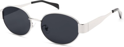 I Flash Oval Sunglasses(For Men & Women, Black)