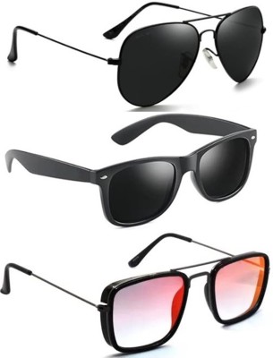 just style Wayfarer, Rectangular, Aviator Sunglasses(For Boys & Girls, Black, Red)