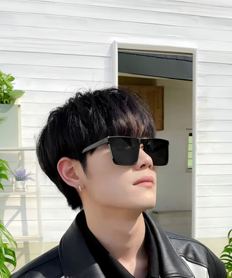 BLACK BURG Rectangular, Retro Square Sunglasses(For Men & Women, Black, Black)
