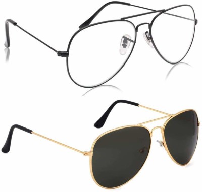 LAER Aviator Sunglasses(For Men & Women, Clear, Black)