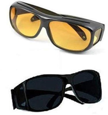 Otani store Wrap-around Sunglasses(For Men & Women, Black, Yellow)
